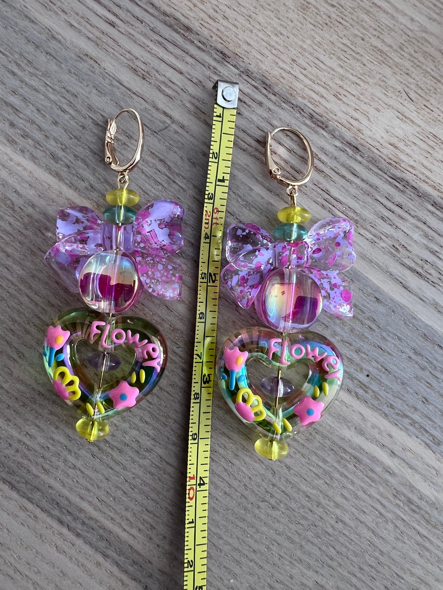 Heart Earrings with Bows by Crystal Juicy