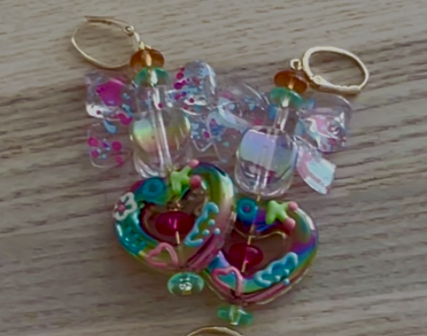 Heart Earrings with Bows by Crystal Juicy